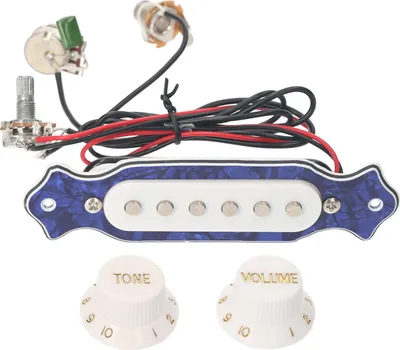 Image de Pickup pour guitare électrique Construction stable Design premium Amélioration du son avec bobine en cuivre pour guitare acoustique et électrique pour le peuple (blanc et bleu)
