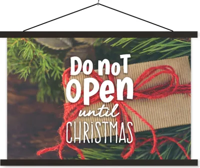 Produktbild von MuchoWow® Textilposter Sprichwörter - "Nicht vor Weihnachten öffnen" - Zitate 90x60 cm mit schwarzem Rahmen - Aufhängungssatz