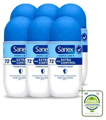 Productafbeelding van 6 x Sanex Deo Roll-on Dermo Extra Control - 53 ml - Grote verpakking - 6 stuks