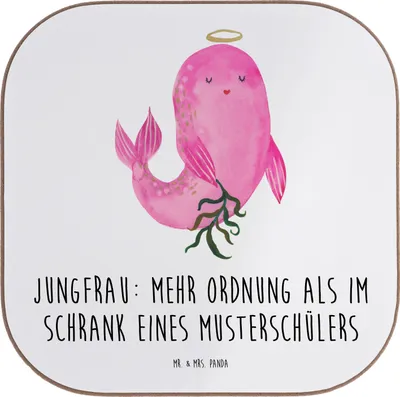 Produktbild von Mr. & Mrs. Panda Untersetzer Jungfrau Ordnung - Weiß - Geschenk, Horoskop, Sternzeichen, Detailverliebtheit, Coaster, Perfektionismus, Tierkreiszeichen, gläseruntersetzer
