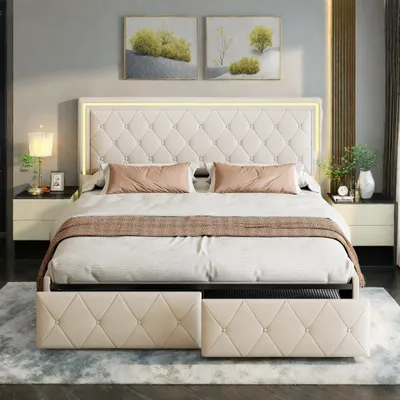 A bedroom scene featuring a bed.