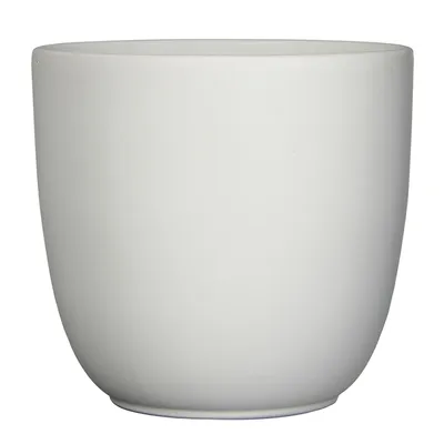 Produktbild von Blumenübertopf "Tusca" aus Keramik H 20 cm – Ø 22,5 cm Weiß-Matt -  Übertopf Keramik Blumentopf Pflanztopf