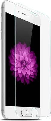 A close-up, angled view of a smartphone with a screen protector applied.