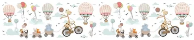 Produktbild von Sichtschutzfolie – Tiere und Heißluftballon in den Wolken – Fenster- und Duschkabinenaufkleber – 40 x 200 cm