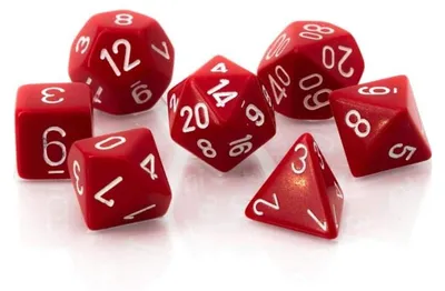 Zdjęcie produktu dla Rpg Dice Sets Red/white Opaque Polyhedral 7-die Set – Kości – Chessex