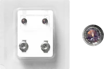Produktbild von Erstohrstecker Chirurgenstahl Sterile Ohrstecker Zarge mit Stein in helllila 4mm