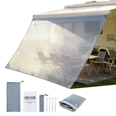 Imagen del producto de VEVOR Toldo Frontal para Caravana de 2 x 3,3 m, Compatible con Toldo de 3,5 m, Protección Solar Transpirable con Malla de Poliéster Doble Costura para Caravanas, Autocaravana, Viajes, Acampadas