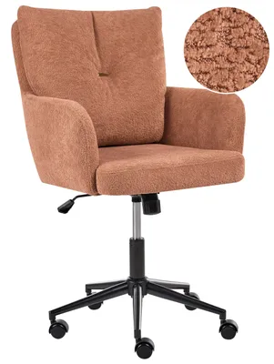 Produktbild von BELIANI Bürostuhl Goldbraun Stoff Gesteppt mit Armlehnen Bremsbare Rollen Gasdruckfeder Höhenverstellbar Drehbar Modern Drehstuhl Arbeitshocker