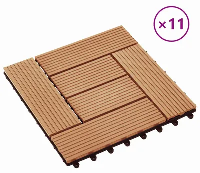 Zdjęcie produktu dla Płytki tarasowe vidaXL, 11 sztuk, drewno tekowe, 30 x 30 cm, WPC