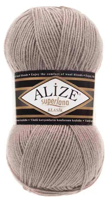 Alize Superlana Klasik unifarben 100g Strickgarn Strickwolle 25% Wolle, 541 graubeige