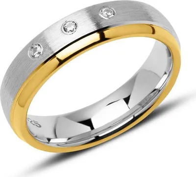 Produktbild von Unique Ring für Damen aus 925er Silber, teilvergoldet mit Zirkonia