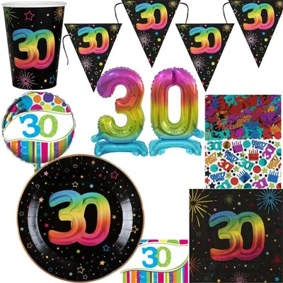 Produktbild von XL Partyset 30. Geburtstag bunt Geburtstagsdeko Geburtstag Dekoration