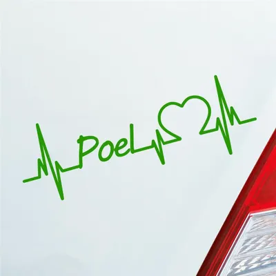 Produktbild von Auto Aufkleber Poel Herz Puls Insel Island Ostsee Liebe Love 19x6 cm Hellgrün Sticker Heckscheibenaufkleber