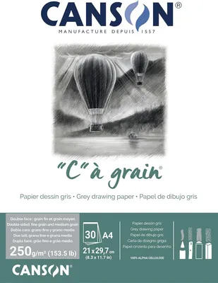 Image de CANSON Bloc de papier à dessin "C" à grain Couleur gris chiné DIN A4 30 feuilles