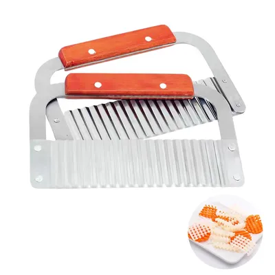Produktbild von Pommesschneider, 2 Stück wellenschneider, Wellenschneider aus Edelstahl, Gemüse-Klinge mit gewelltem Rand für Kartoffeln, Zwiebeln und Obst