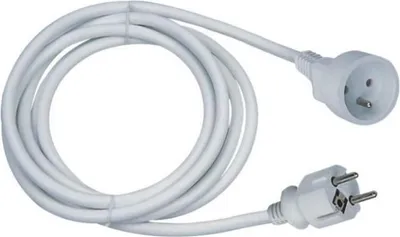 Image de Rallonge Électrique, 16A, Câble 3m, Blanc, Robuste et Flexible