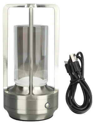 Kabellose LED-Tischlampe, Touch-Dimmer, 2000 mAh, Silber