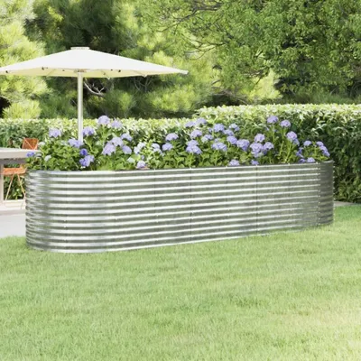Produktbild von vidaXL Hochbeet Pulverbeschichteter Stahl 322x100x68 cm Silbern