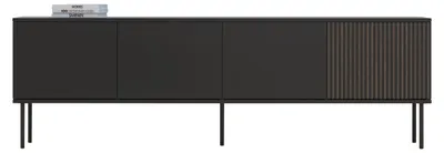 Produktbild von MIRJAN24 TV-Lowboard Notte 07 180 4D, Stilvoll Wohnzimmer, TV-Lowboard mit vier Drehtüren (Farbe: Schwarz / Schwarz + Nuss)