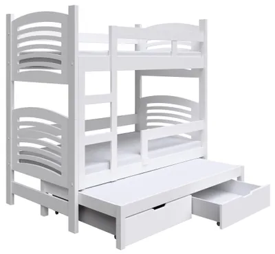 Obrázek produktu pro Postel Selsey – patrová postel pro 3 osoby, včetně matrací, bílá, 75x180 cm