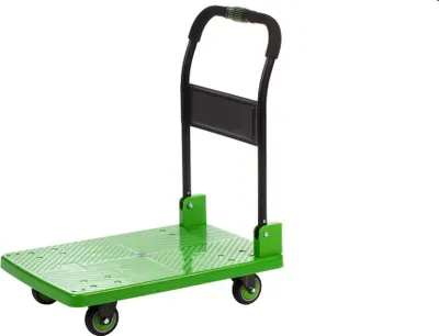 Produktbild von Plattformwagen aus Kunststoff mit klappbarem Schiebebügel, Tragfähigkeit 330 kg Grün x x - Grün - Polypropylene (PP) - In - & Outdoor - Nutzung - JOI - 021