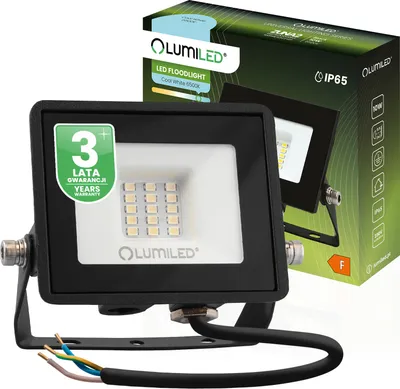 Image de LUMILED Projecteur à LED 10W super lumineux Projecteur d'extérieur 900Lm Projecteur à LED pour l'extérieur IP65 étanche 6500K blanc froid Projecteurs noirs