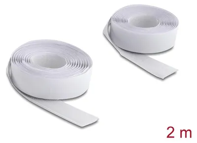 Zdjęcie produktu dla Zestaw samoprzylepnych taśm rzepowych 2 m x 20 mm, białe, do kabli i mebli