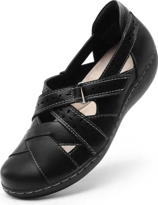 Produktbild von DREAM PAIRS Damen Loafer, Schlupfschuhe, Bequeme Freizeitschuhe, Flache Schuhe, Arbeitsschuhe, Sandalen mit geschlossener Spitze,Farbe: SCHWARZ, Größe: 39