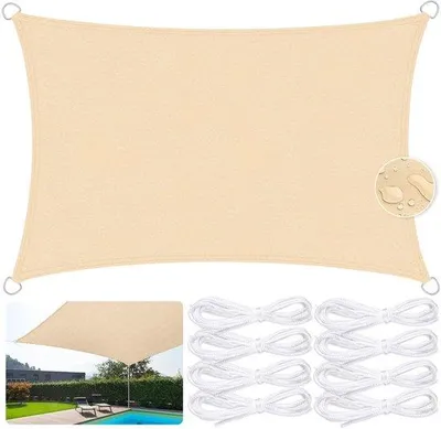 Productafbeelding van Waterdicht Rechthoekig Zonnezeil 4x5m Beige - 95% UV-bescherming Schaduwdoek voor Tuin, Balkon, Buitenterras en Camping