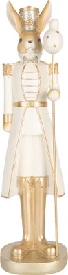 Produktbild von Clayre & Eef Dekorationsfigur Kaninchen 47 cm Beige Goldfarbig Kunststoff
