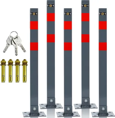 Produktbild von TolleTour Absperrpfosten,5x Set,Parkplatzsperre Klappbar universell,Parkpfosten Absperrung Kette,einschließlich