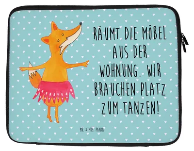Produktbild von Mr. & Mrs. Panda Laptop Tasche Fuchs Ballerina 27 x 36 cm - Türkis Pastell - Geschenk, Party, Feier, Tanzen, Case, Hülle, Geburtstag, Laptoptasche, Laptophülle, Einladung