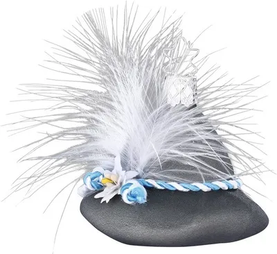 Produktbild von Christbaumschmuck Anhänger Glas Filzhut mit Feder 6,5cm Grau