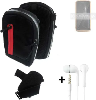 Produktbild von K-S-Trade Outdoor Gürteltasche Holster Umhängetasche + Kopfhörer kompatibel mit Cubot Pocket schwarz Handy Tasche Case travelbag Schutzhülle