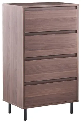 Zdjęcie produktu dla BELIANI Komoda ciemnobrązowa MDF metalowe nóżki 60 x 40 x 104 cm szafka z 4 szufladami do salonu przedpokoju bieliźniarka do sypialni styl minimalistyczny
