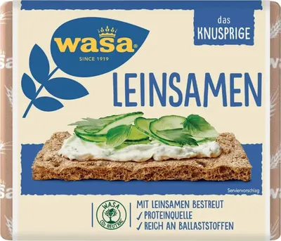 Produktbild von Wasa Knäckebrot Leinsamen, 210g, Vollkornroggenmehl mit Leinsamen