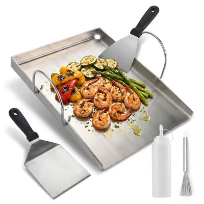Zdjęcie produktu dla ZMH Taca do grillowania BBQ Outdoor – patelnia z powłoką nieprzywierającą, łatwa w czyszczeniu, idealna do mięsa i warzyw, do grilla gazowego, węglowego i elektrycznego
