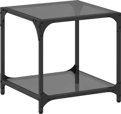 Produktbild von vidaXL Couchtisch mit Glasplatte Schwarz Transparent 40x40x40 cm Stahl