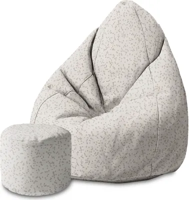 Produktbild von Dreamroots Bean Bag 80x80x120cm Puf Sitzsack mit Lehne und Hocker und Bezug Sitzsack mit Füllung Sitzsack Erwachsene mit Füllung Beige Dots