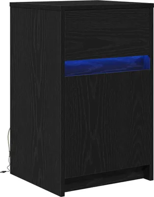 Image de Armoire de chevet LED Chêne noir 38 x 34 x 61 cm