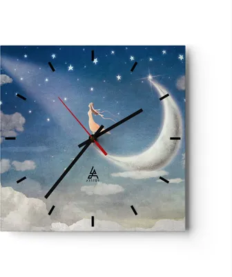 Produktbild von Wanduhr - Quadrat - Glasuhr - himmel stern - 30x30cm - Schleichendes Uhrwerk - Lautlos - zum Aufhängen bereit - Dekoration Modern - Wanddekoration aus Glas - C3AC30x30-3778