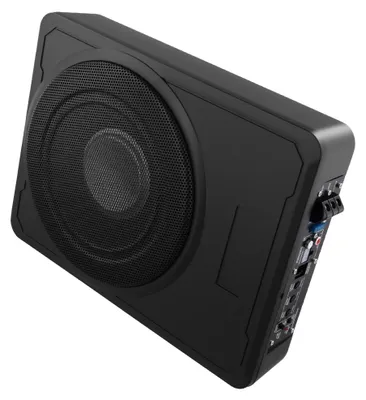 Produktbild von Ultraflacher Auto Subwoofer - Aktiver Untersitz Bass 12 V - 800 W - 28x20x7,5 cm - 20-200 Hz - Schwarz