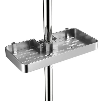 Produktbild von Duschablage, ohne Bohren, höhenverstellbar, Duschablage aus Aluminium, rostfrei, stabil und langlebig, ohne Stange, Silber