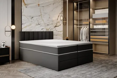 Produktbild von TRADA Miami Boxspringbett 140x200 mit Bettkasten mit Topper Visco Memory Schwarz