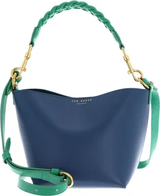Produktbild von Ted Baker Leder Handtasche Umhängetasche Wynola Woven Handle Colourblock Small Bag Blue mehrfarbig