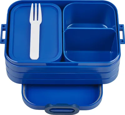 Produktbild von Mepal - Bento Brotdose Midi TAB - Brotdose mit Bento Box - Für 2 Sandwiches oder 4 Brotscheiben - Lunchbox für kleine Snacks & Reste - Brotdose Erwachsene Essenbox mit Fächern - 900 ml - Vivid blue