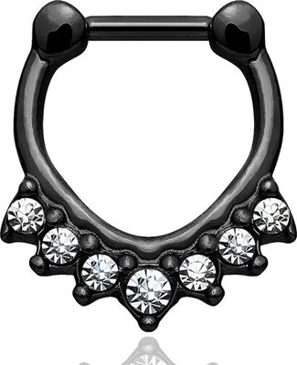 Produktbild von Nasenpiercing Septum Ring Clicker Nasenring Klapp Piercing Nase Chirurgenstahl Autiga® schwarz-klar 1,2 mm