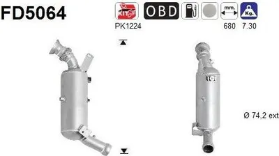 Produktbild von AS FD5064 Dieselpartikelfilter Rußpartikelfilter DPF passend für MERCEDES-BENZ C-Klasse Limousine (W204) Euro 5 Abgasanlage Diesel