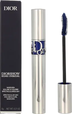 A Dior Diorshow Iconic Overcurl mascara tube and its packaging are displayed against a white background.