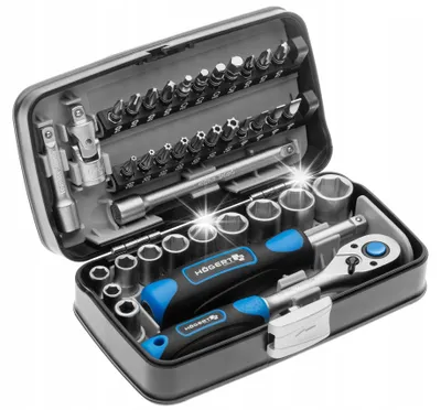 Produktbild von Hogert Werkzeug-Set Steckschlüssel und Bits 38 Teile